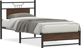 vidaXL Cadru pat fără saltea, stejar maro 75x190 cm lemn prelucrat