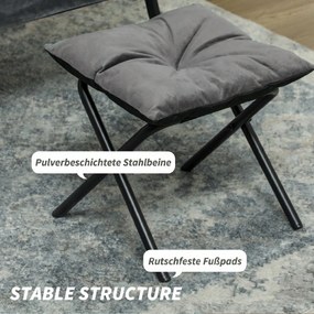 HOMCOM Set Fotoliu cu Suport pentru Picioare, Spătar, Brațe și 2 Buzunare Laterale, 80x78x100 cm, Gri | Aosom Romania