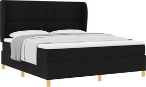 vidaXL Pat cu arcuri cu saltea Negru 200 x 180 cm țesătură