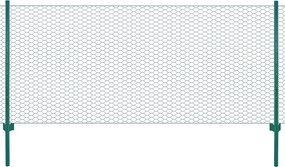 vidaXL Gard din plasă de sârmă cu stâlpi, verde, 25 x 0,5 m, oțel