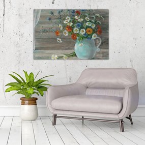 Tablou - Pictură în ulei, flori de câmp (90x60 cm)