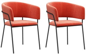 HOMCOM Lot de 2 scaune de dining picioare din oțel, șezut tapițat în aspect de catifea, portocaliu | Aosom Romania