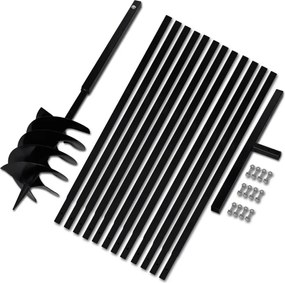 vidaXL Burghiu de sol cu mâner 200 mm cu tub prelungitor 13 m, oțel