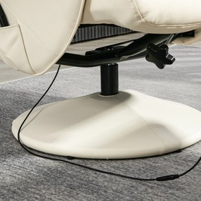 HOMCOM Fotoliu de masaj cu taburet, Scaun ergonomic cu 10 puncte de vibrații, Piele ecologică, 76 x 81 x 105 cm, Crem | Aosom Romania