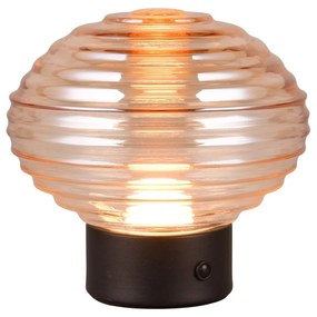 Veioză neagră/bej LED cu intensitate reglabilă cu abajur din sticlă (înălțime 14,5 cm) Earl – Reality