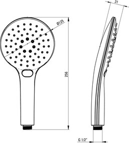 Lupo Pară de duș, 3-funcții Finisaj: Oțel periat NLU_F51S
