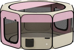 PawHut Parc pliabil pentru câini și pisici țarc portabil pentru animale mici impermeabil din țesătură Oxford Ø120x58cm Roz | Aosom Romania