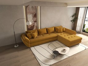 Colțar extensibil dumonde cu ladă de depozitare si sezut confortabil din spuma high-density, Loana XL Ambience Mustar II 335x185 cm