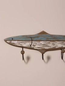 Cuier de perete din lemn de paulownia, cu 4 agatatori, „Shark”