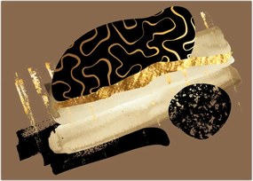 Tablou pe sticlă - Abstracție maro auriu N⁰3 (70x50 cm)