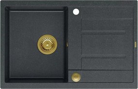 Chiuveta compozit incastrata Quadron Unique Morgan 111 negru - auriu 78x50 cm