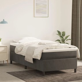 3121091 vidaXL Cadru de pat box spring, gri închis, 90x190 cm, catifea
