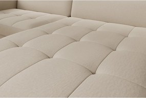 Colțar bej extensibil/cu spațiu de depozitare cu tapițerie din catifea (cu colț pe partea dreaptă/cu șezlong) Gomsi – ELTAP