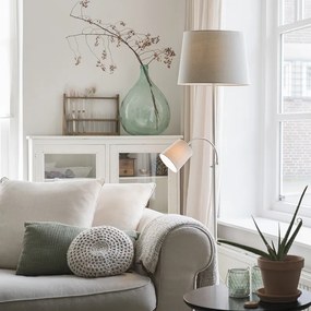 Lampă de podea clasică din oțel cu abajur gri și lampă de citit - Retro