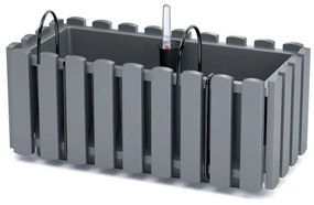 Jardiniera decorativa, suport metalic, sistem irigare,​​​​​​​ gri, 38x18x16.2 cm, Boardee Fencycase W 
