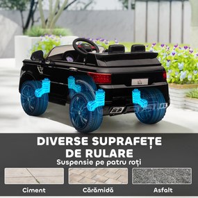 HOMCOM Mașină Electrică pentru Copii cu Motor Dublu, Suspensie și Telecomandă, 110x68x52 cm, Negru | Aosom Romania
