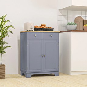 HOMCOM Corp de depozitare bufet pentru living cu dulapuri, 2 sertare și polițe reglabile, 68x40,3x85cm, gri și lemn natural | Aosom Romania