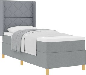 vidaXL Pat cu arcuri cu saltea Gri deschis 80 x 200 cm țesătură