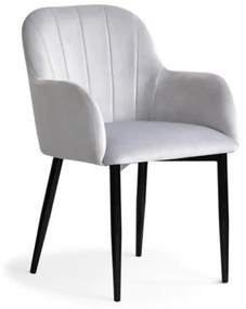 Scaun tapitat Tulip gri deschis/negru h84 cm
