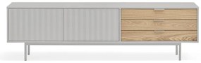 Comodă TV gri/în culoare naturală cu aspect de lemn de stejar 180x52 cm Sierra – Teulat