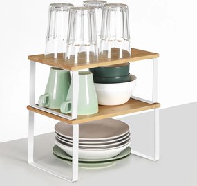 Set de organizatoare din bambus CEZAR, 2 piese, maro/albă SongmicsHome