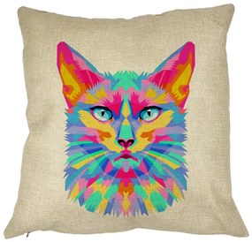 Perna Decorativa Patrata Contrast Cat, 40x40 cm, Husa Detasabila, Burduf