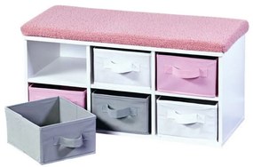 Kesper 17739 Bancă cu 6 cutii, alb/gri/roz, 38 x 68 x 29,5 cm