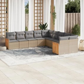 vidaXL Set canapele de grădină cu perne, 10 piese, bej, poliratan