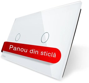 Panou intrerupator simplu+simplu cu touch Livolo din sticla