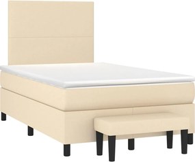 vidaXL Pat continental cu saltea, crem, 120x190 cm, textil