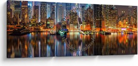 Tablou cu Manhattan noaptea (cu ceas) (90x30 cm)