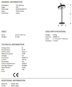 Lampa LED portabila iluminat decorativ IP54 JIGRA neagra