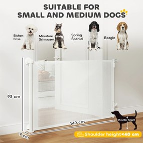 PawHut Barieră de protecție pentru scări Poartă de protecție pentru uși Extensibilă 0-140 cm cu operare cu o singură mână pentru animale de companie pentru scări uși Alb | Aosom Romania