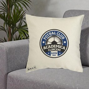 Perna Personalizata Academica Clinceni Fotbal Club, 40x40 cm, Ecru, Husa Detasabila, Perna Inclusa, BEKZ®