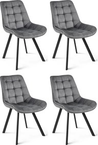 Set 4 Scaune Bucatarie/Dining Sunny Catifea Gri Inchis