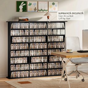 HOMCOM Dulap Suport Cd/dvd, Bibliotecă Con 8 Rafturi E 18 Rafturi Regolabili, Negru | Aosom Romania