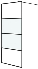 Perete cabina dus walk-in negru 90x195 cm sticla ESG semi-mata Negru, 90 x 195 cm, jumatate mat