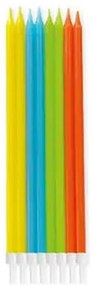 Colorat Bright Colors set de lumânări pentru tort cu suporturi, 16 buc