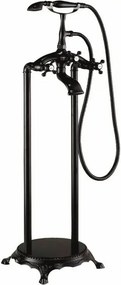 Baterie cada - dus freestanding Inter Ceramic retro negru mat cu set de dus