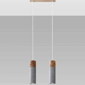 Lustră pe cablu ZANE 2xGU10/40W/230V beton/lemn Sollux SL.0966