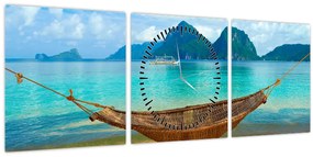 Tablou - Hamac pe plajă 3 (cu ceas) (90x30 cm)