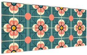 Tablou - Model retro cu flori (120x50 cm)