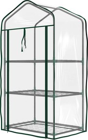 Outsunny Sera de Balcon cu 3 Niveluri și Ușă Rulantă, Sera pentru Grădină cu Structură din Oțel și Acoperiș din Plastic, pentru Plante, Flori, Fructe, 59x39x127 cm, Transparentă | Aosom Romania