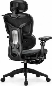Scaun ergonomic, Sezut Translatie, cotiere 9D, tetiera 6D, suport lombar reglabil, spătar reglabil inaltime, pivotant, suport picioare, Negru