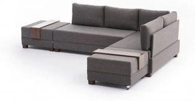 Canapea Tip Coltar cu Taburet Fly Corner Sofa Bed Right- Brown