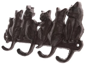 Cârlig din fontă Pisici negru, 11 x 22 cm