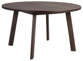 Masă de dining maro închis rotundă extensibilă cu aspect de lemn de stejar ø 130 cm Glenside – Rowico