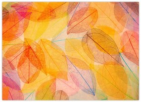 Tablou pe sticlă - Fundal frunze de toamnă (70x50 cm)