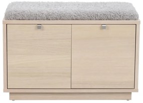 Pantofar gri/în culoare naturală cu bancă cu aspect de lemn de stejar Confetti – Rowico