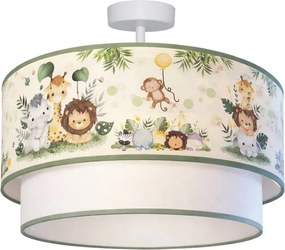 Brilagi-LED Plafonieră pentru copii BOBO, 1xE27/60W/230V, Ø40 cm, crem/verde/junglă